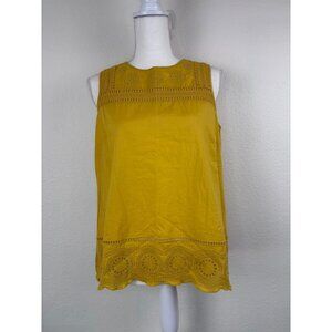J. Jill women's‎ XS golden yellow eyelet scalloped embroidered boho tank top
